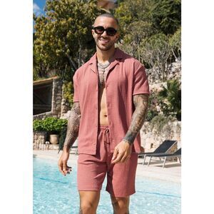 Mauvais Elvissa Relaxed Fit Textured Short Sleeved Shirt in Canyon Sz 5XL